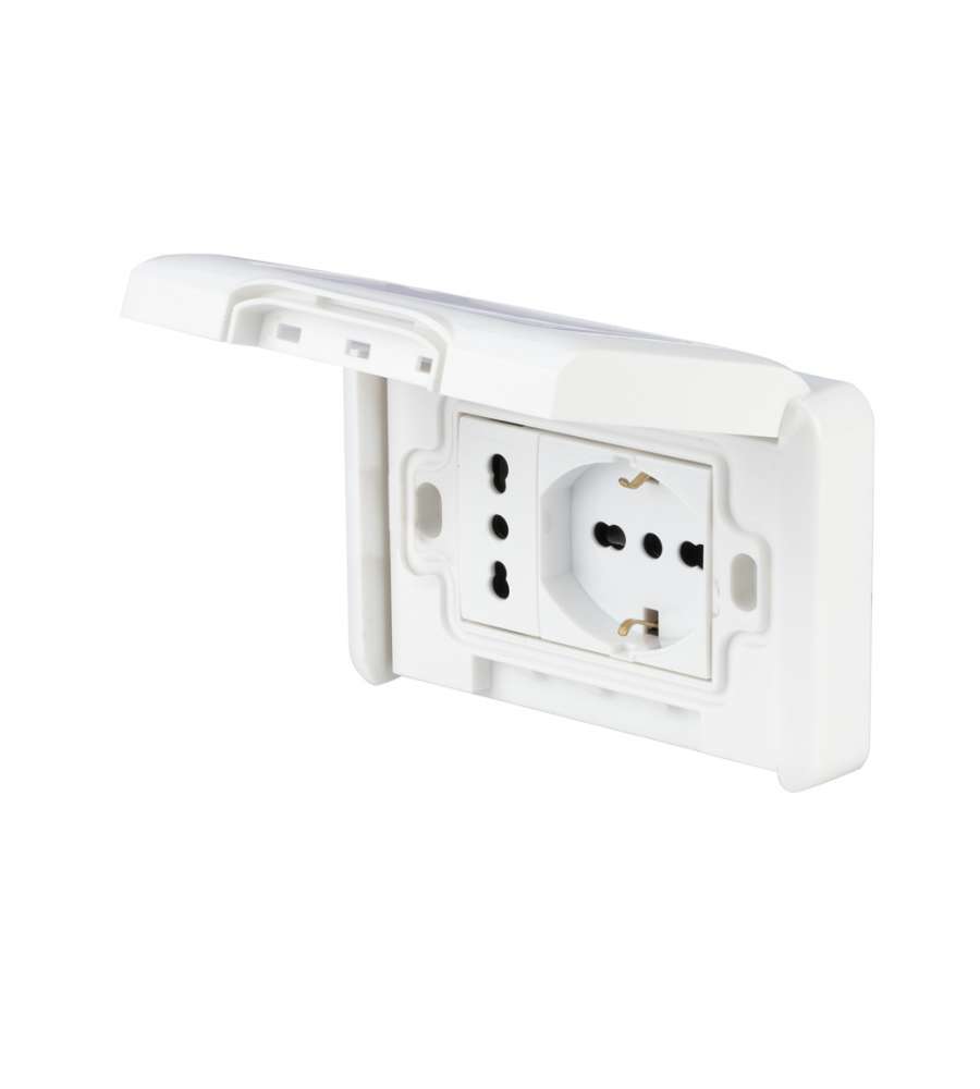 Placca Premont. B.Co Frutto 10-16A + Tedesca PolyPool per Impianti Elettrici Placca Premont. B.Co Frutto 10-16A + Tedesca PolyPool per Impianti Elettrici